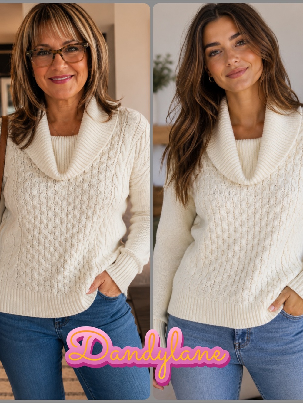 American Eagle Cream Cable Knit Cowl Neck Sweater Women’s Small Cozy Fall